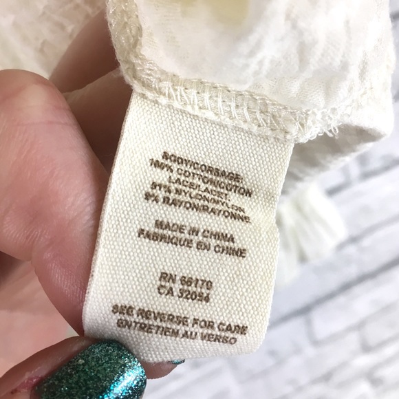 Free People Ivory Cotton Lace Button Blouse Sz Sm - Picture 5 of 8